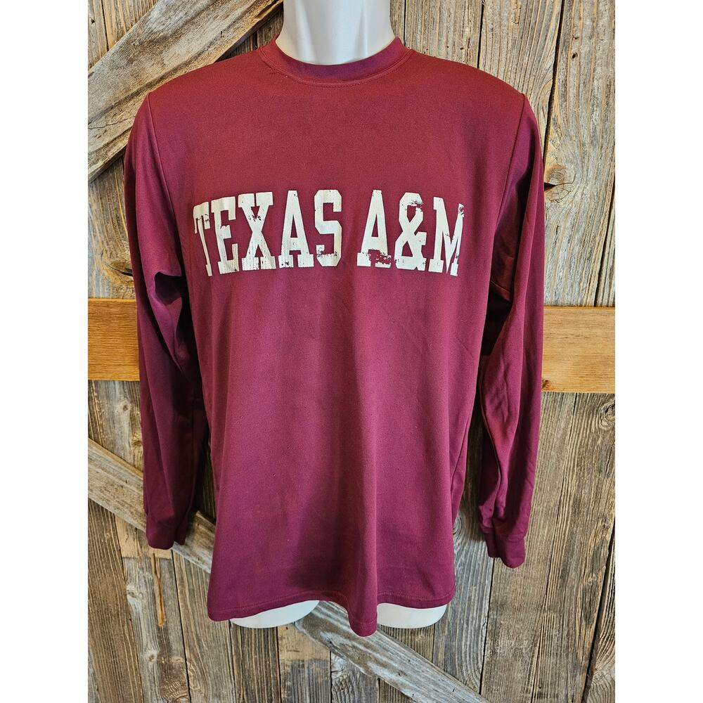 Texas A&M aggies size medium mens long sleeve performance top maroon game day ^